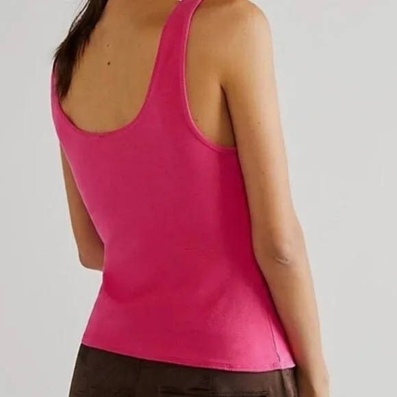 NWOT Free People Sleeveless Bow Tank Top In Pink Size Medium - Picture 2 of 6